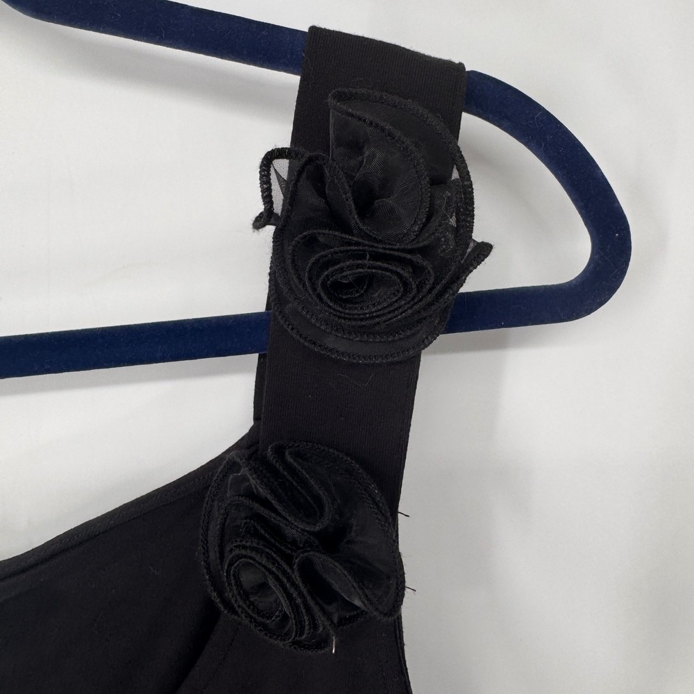 Cato Rosette Tank Top Womens XL Black New Floral Applique Scoop Neck Sleeveless - Picture 2 of 11